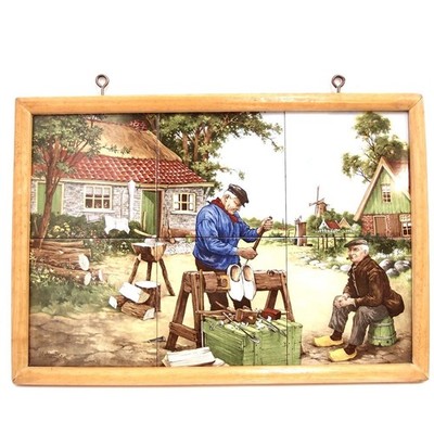 Wandbild J.C. van Hunnik 6x Fliese Schuhmacher Fliesenbild Holzschuhmacher