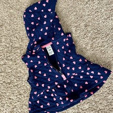 Carters Baby Girls Navy Blue Pink Hearts Quilted Hooded Vest I Size 18M