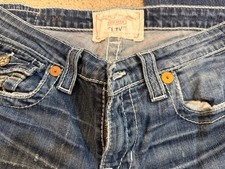 Women's BIG STAR Blue Jeans Medium Wash Denim Flap Pockets Embroidered