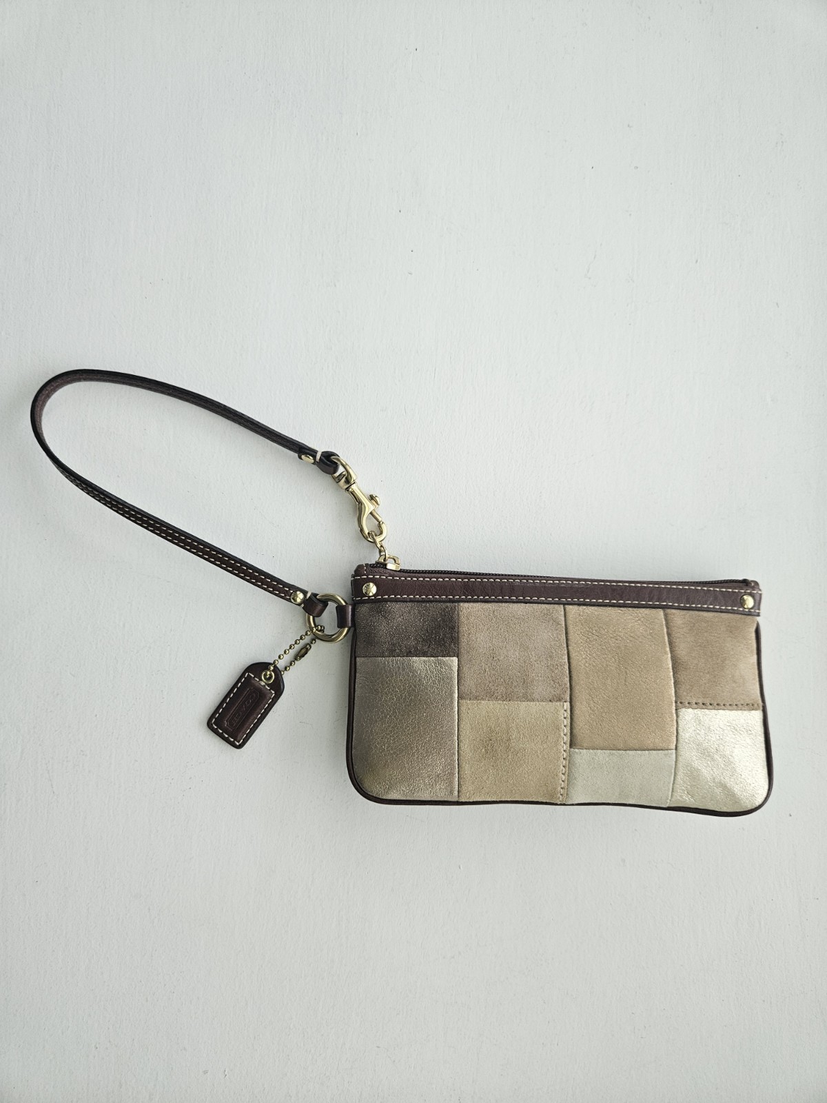 Coach Patchwork Leather/Suede Wristlet EUC - image 1