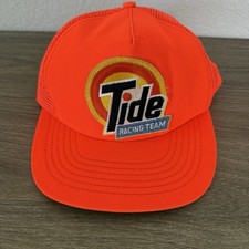 Tide Racing Team Patch Vintage Snapback Trucker Hat Cap Mesh Orange 90s USA Made