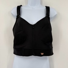 Shefit Womens Ultimate Sports Bra Size 5 Luxe Black Zip Front Adjustable