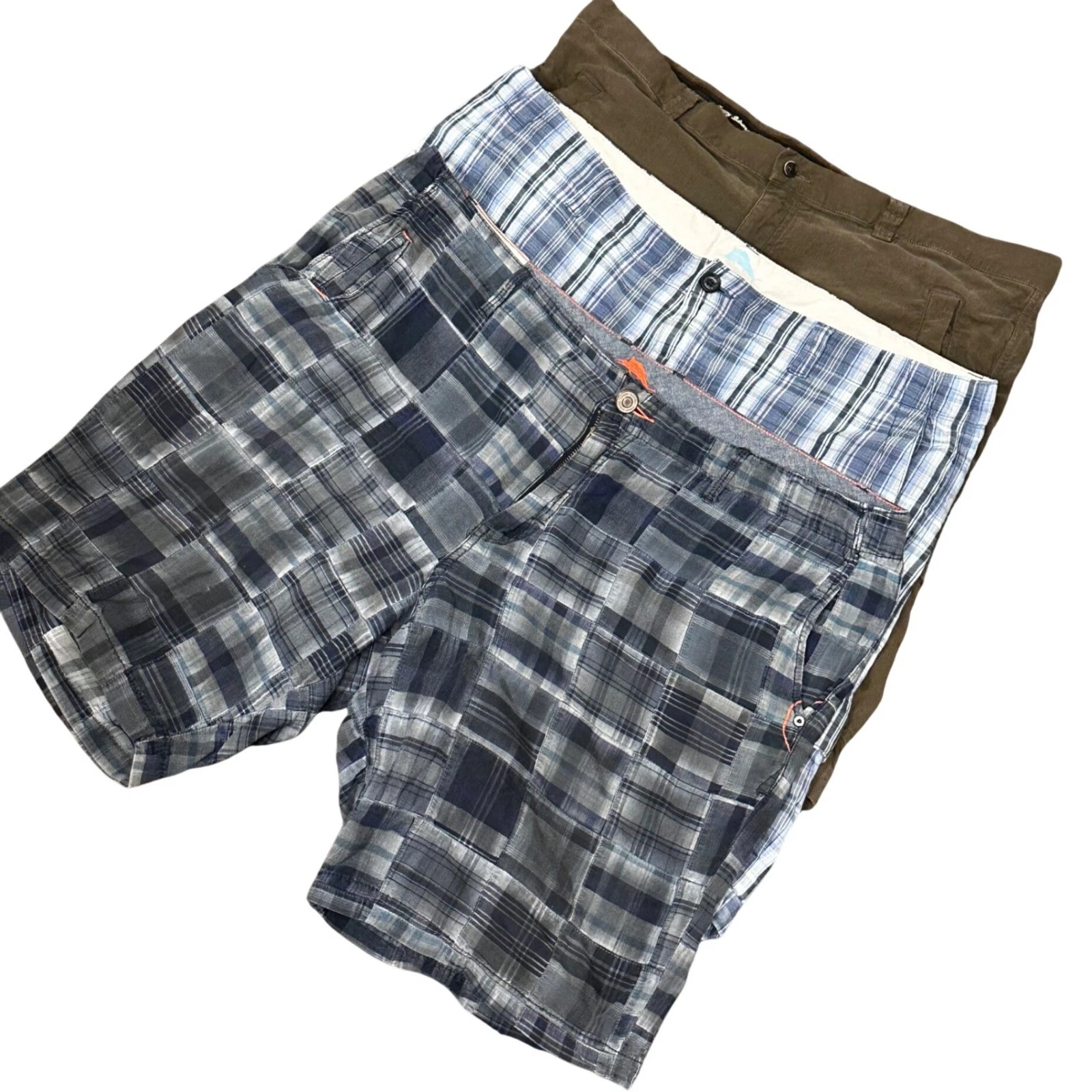 3- Tommy Bahama Shorts Mens 40 Plaid Cargo Silk Linen Cotton Summer Golf