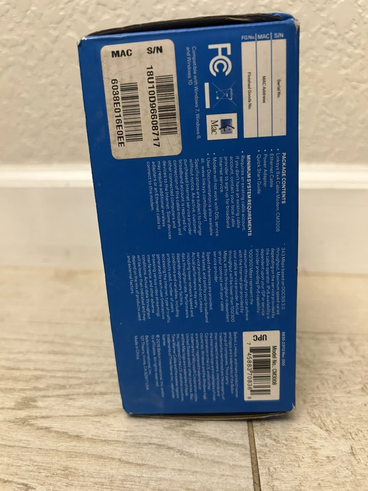 Cable módem Linksys modelo CM3008 DOCSIS 3.0 canales vinculados hasta 343 Mbps Foto 4 de 4