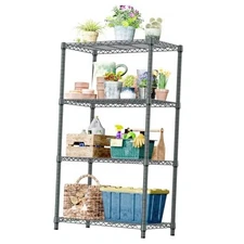  4-Tier Outdoor Metal Storage Shelving 4 Tier, 17.7" D x 35.43" W x 59" H Grey