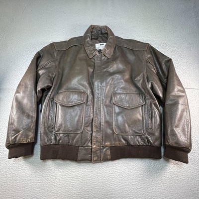 Vintage Leather Bomber Jacket Mens 3XL Brown Aviator Flight Flyer Aviation A1