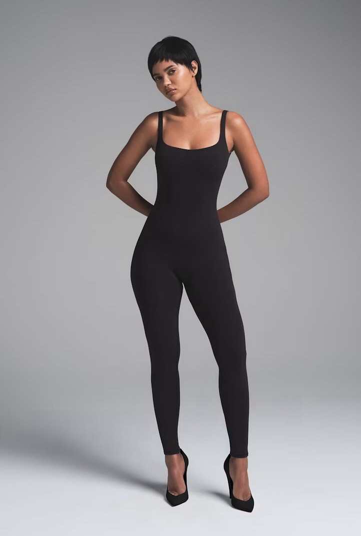 Skims Fits everybody square neck low back Catsuit- Onyx- Small