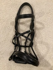 Beautiful Black Jeffries Double Bridle Headstall, Excellent Condition