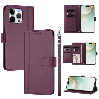 For OPPO Sony Xiaomi 9 Card Wallet Case Flip Stand Leather Phone Cover Bag Strap