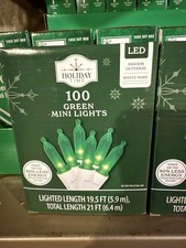 Holiday time Green LED Christmas lights lot of 100 New