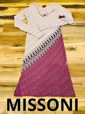 Missoni Orange Tag Cotton Gradient Knit Long Dress Pink Purple Made in Italy