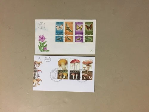 Two Israel fdc: BUTTERFLIES and MUSHROOMS