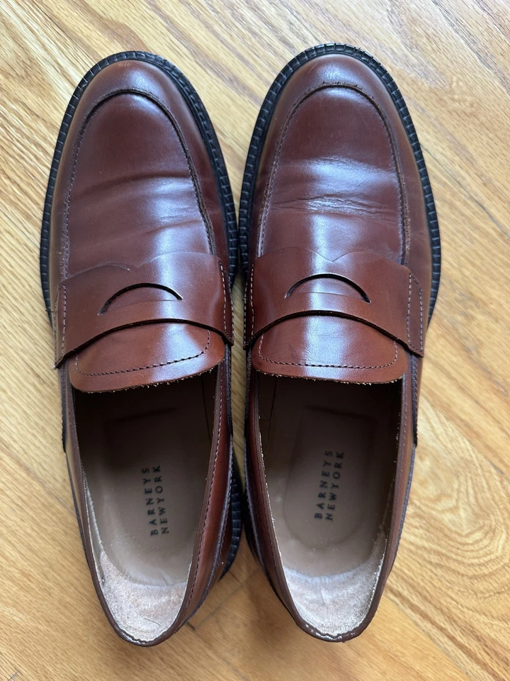 Barney’s New York Leather Loafers Shoes Brown Size 9.5 - Image 2 of 4
