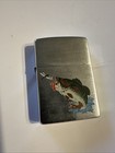 Vtg Zippo Large Mouth Bass Dragonfly Brushed Chrome Cigarette Lighter — photo 1