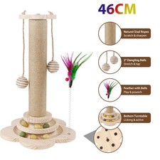 TALL LARGE CAT SCRATCHING POST 46CM STRONG NATURAL SISAL POLE HEAVY DUTY BASE