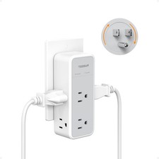 Multi Plug Outlet Extender with 360 Rotating Plug, TESSAN 6 Outlets, Grey