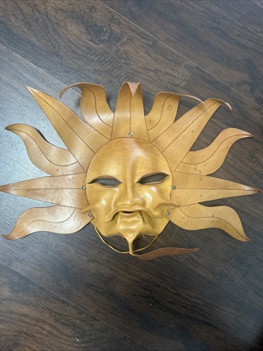 Cirque du Soleil Gilbert Coutu Leather Sun Mask Handmade Signed Tagged Art