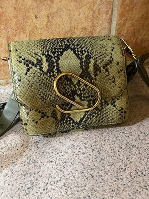 3.1 Phillip Lim Alix Small Snake Print Crossbody Green/Black Gold Clasp