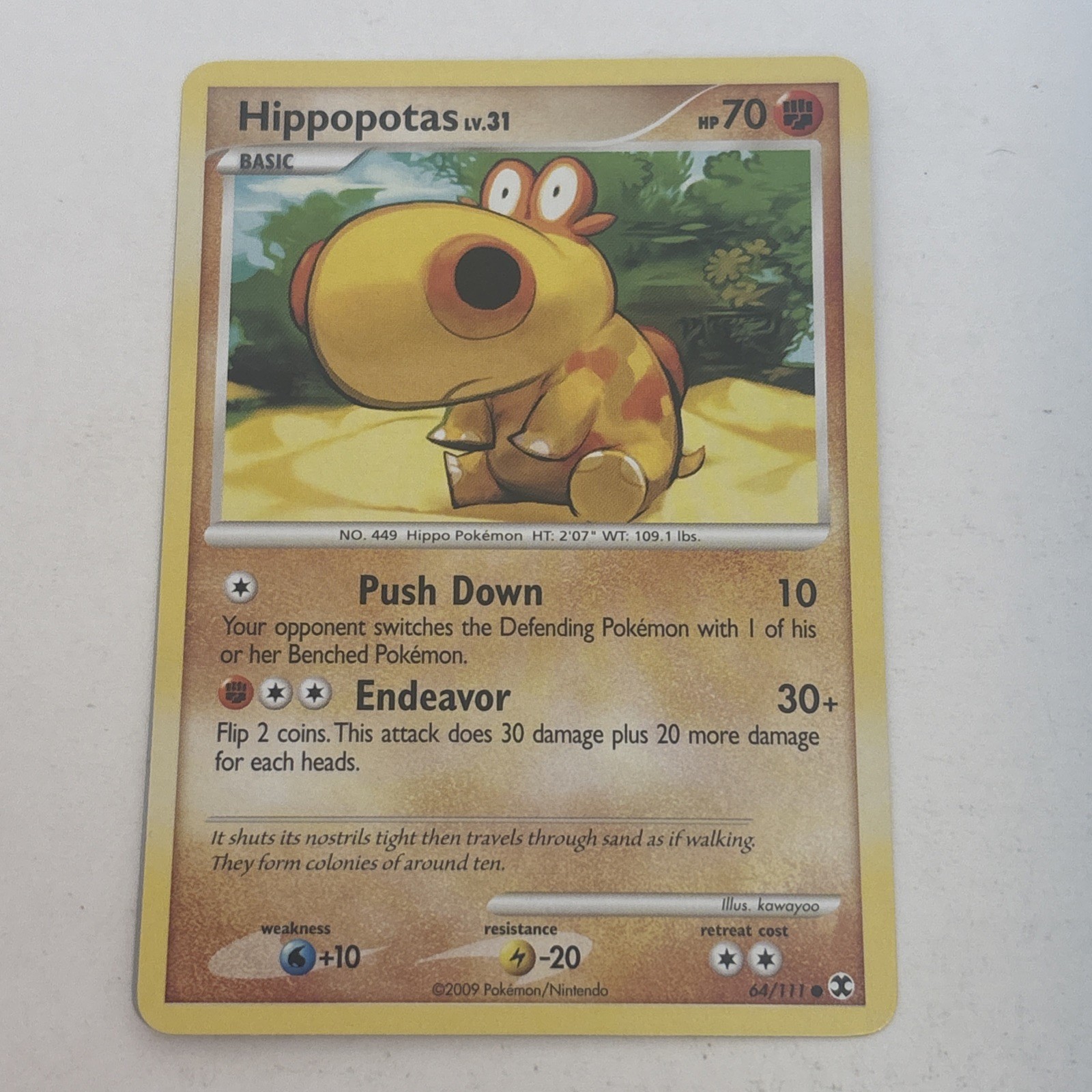 Hippopotas LV.31 64/111 Regular Platinum Rising Rivals Pokémon TCG NM 2009