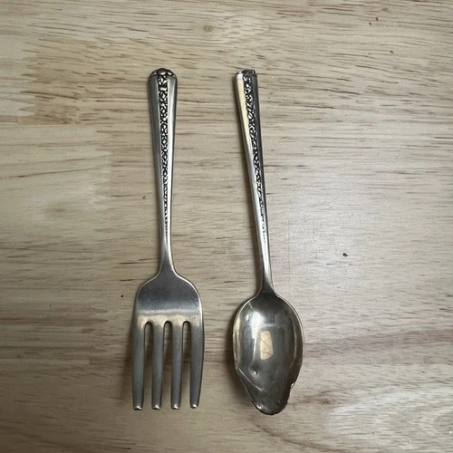 Towle Sterling Silver Spoon Fork Infant Baby Rambler Rose 24G