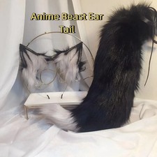 Customized Black Wolf Cat Ear Anime Beast Fox Tail Headband Halloween Cosplay