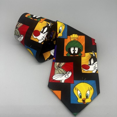 Vintage Looney Tunes Tie 1993 Novelty Neck Tie All Over Print Bugs Tweety