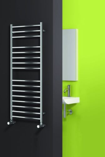 REINA LUNA W300 x H600 STAINLESS STEEL DESIGNER HEATED TOWEL RAIL, POLISHED - Picture 1 of 2