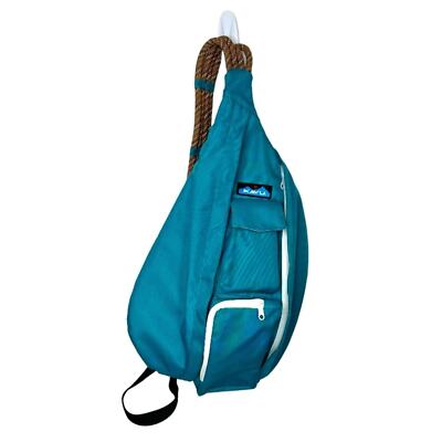 KAVU Original Rope Sling Backpack with Adjustable Rope Shoulder Strap Teal  Blue