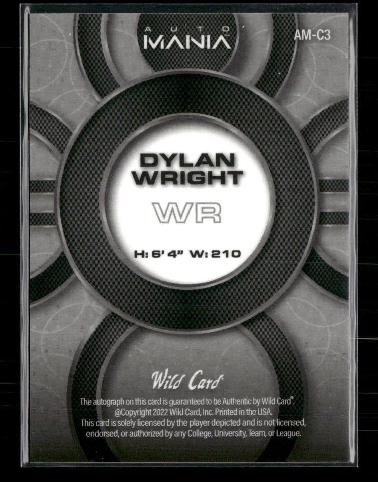 Dylan Wright 2023 Wild Card Auto Mania Red Auto - Image 2 of 2