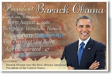 Presidential Series - U.S. President Barack Obama NEW Classroom POSTER