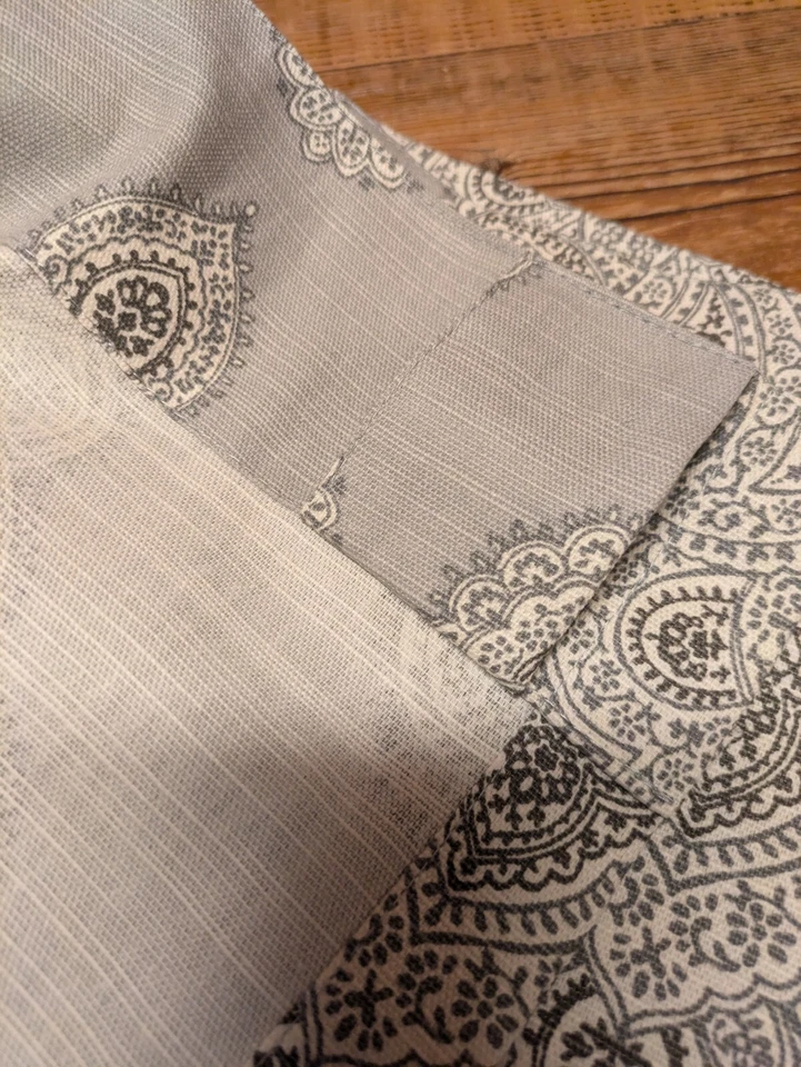 Envogue Gray & White Paisley Tab Top Curtain Panel Set of (2) 50"x96" - Image 3 of 4