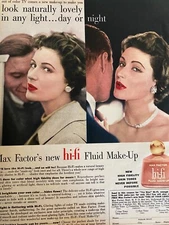 Max Factor Hi-Fi Fluid Make Up, Cosmetics, Full Page Vintage Print Ad