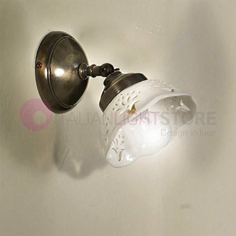 Applique Rustica RIPARBELLA Spot Orientabile Ceramica e Ottone Vintage
