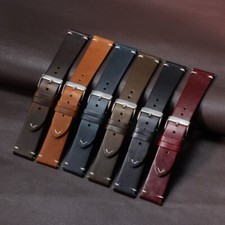 Vintage Oil Waxed Cowhide Watch Strap Quick Release Leather Wristband 18mm-24mm