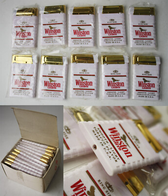 10X RARE VINTAGE WINSTON LIGHTS SLIM GAS LIGHTERS USA NEW UNUSED NOS !