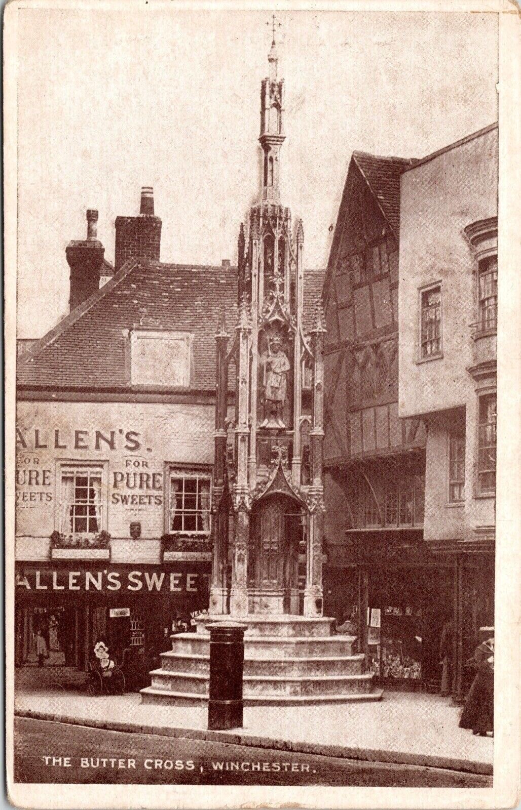 Winchester England Sutter Cross Historic Landmark Sepia BW Postcard