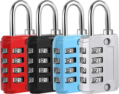 4 Pack Vorhängeschloss Zahlenschloss, 4 Stellig Schloss Mit Zahlencode Lock Aus