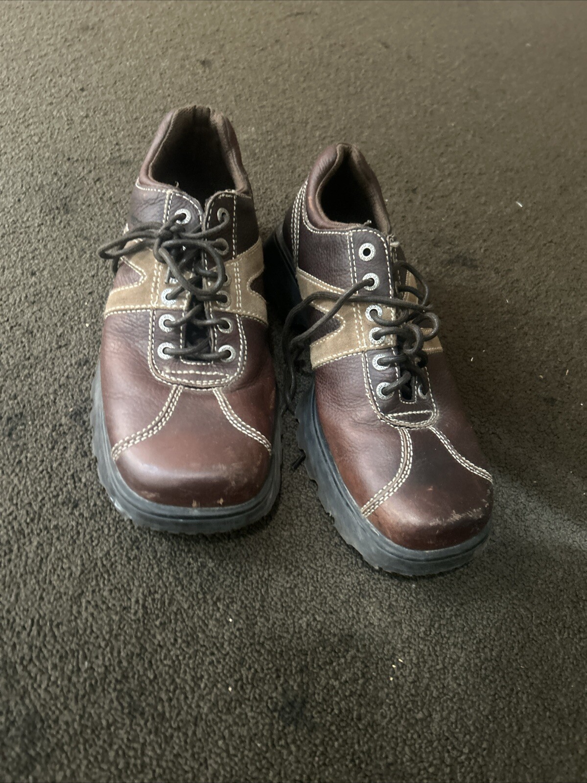 SAOLA Scarpa vintage Bed Stu uomo suola grossa retrò taglia 13 pelle marrone stile Y2K Diesel