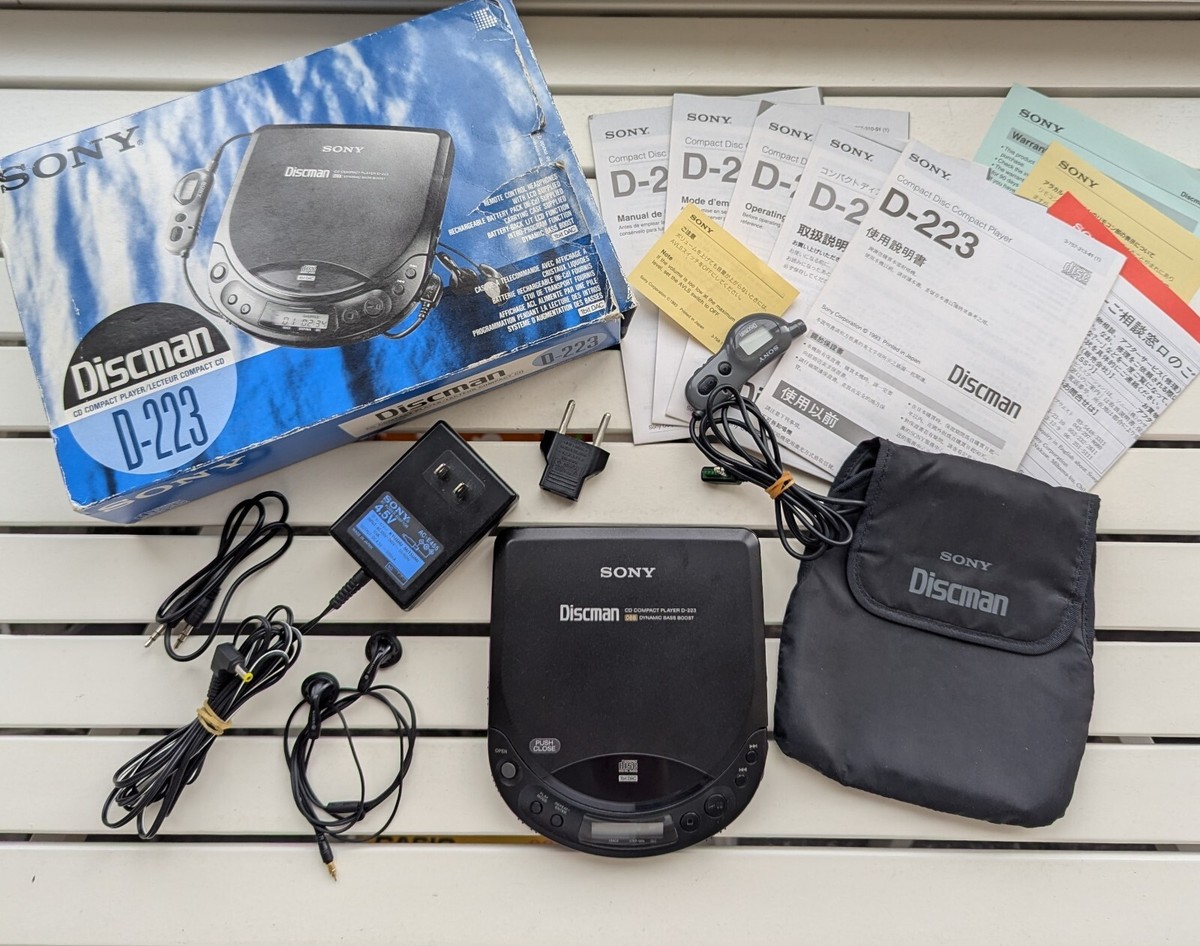 希少 ソニー ディスクマン ポータブルCDプレーヤー D-223 外箱布製ケース 希少 ソニー ディスクマン ポータブルCDプレーヤー D-223 外箱