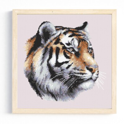 Tiger Portrait Kreuzstich Muster/Diagramm, wildes Safari Tier 
