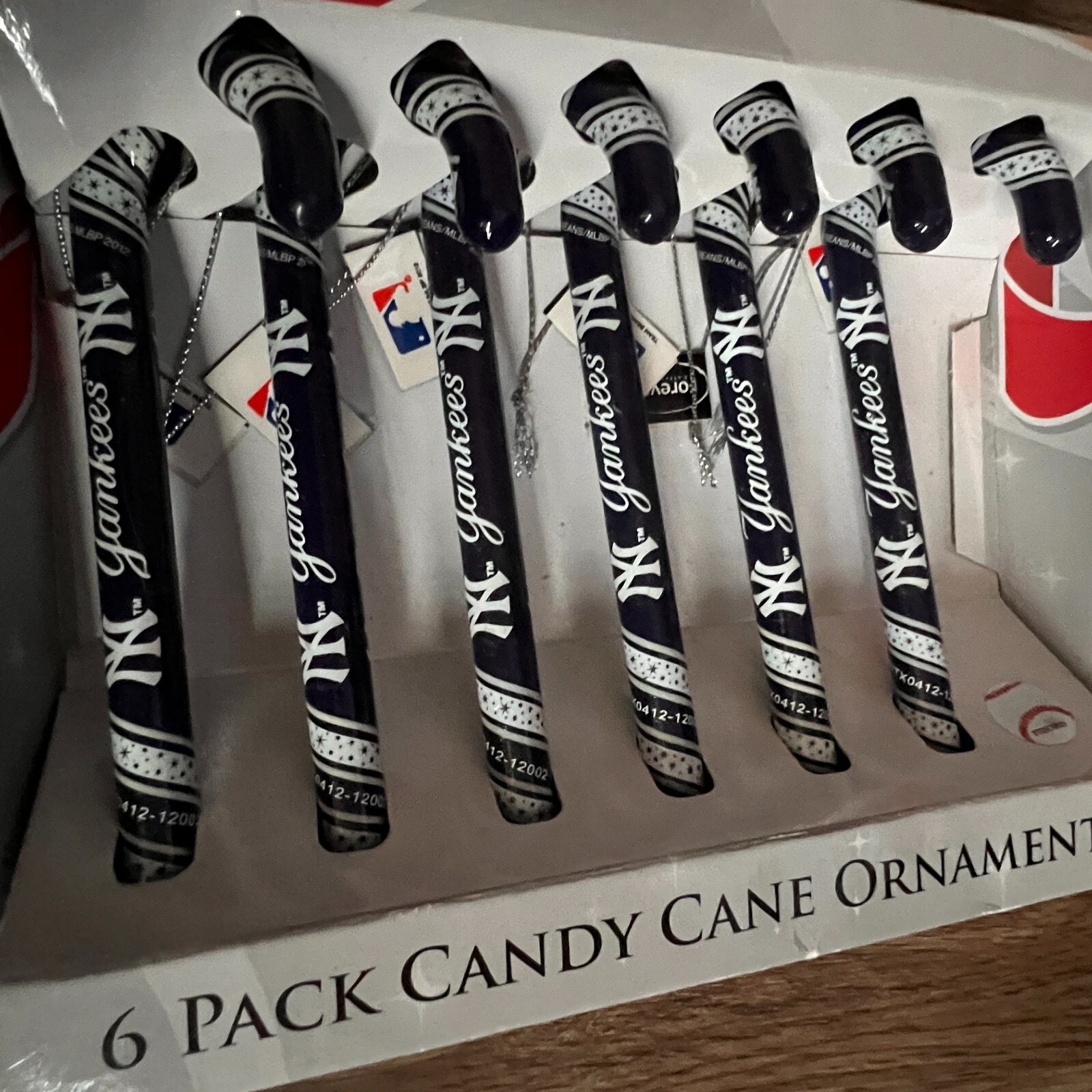 NY Yankees 6 Pack Candy Cane Christmas Ornaments, Forever Collectibles