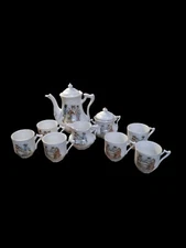 MINIATURE VINTAGE TEA SET CATS DRESSED IN VICTORIAN ERA CLOTHING 1900’s.