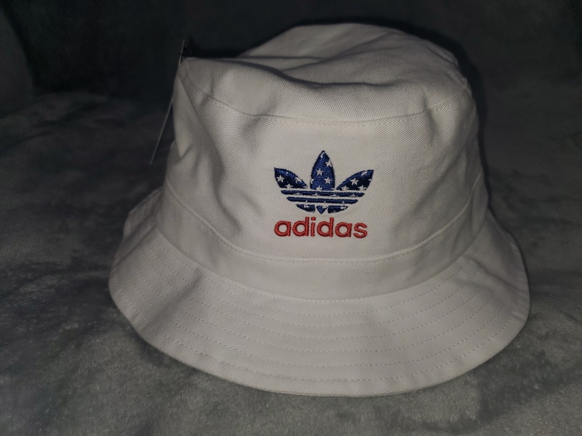 ADIDAS ORIGINALS AMERICANA MENS BUCKET HAT WHITE EY1753 NEW UNISEX