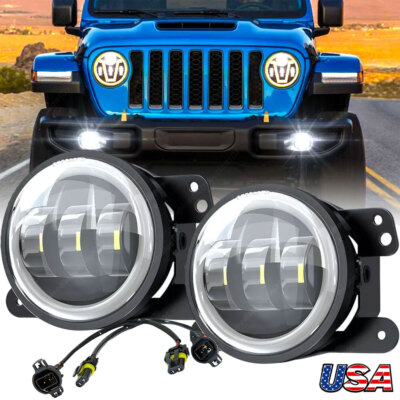 Bumper 4'' Led Drivning Fog Lights for Jeep Wrangler JL JT JK Rubicon 2007-2023