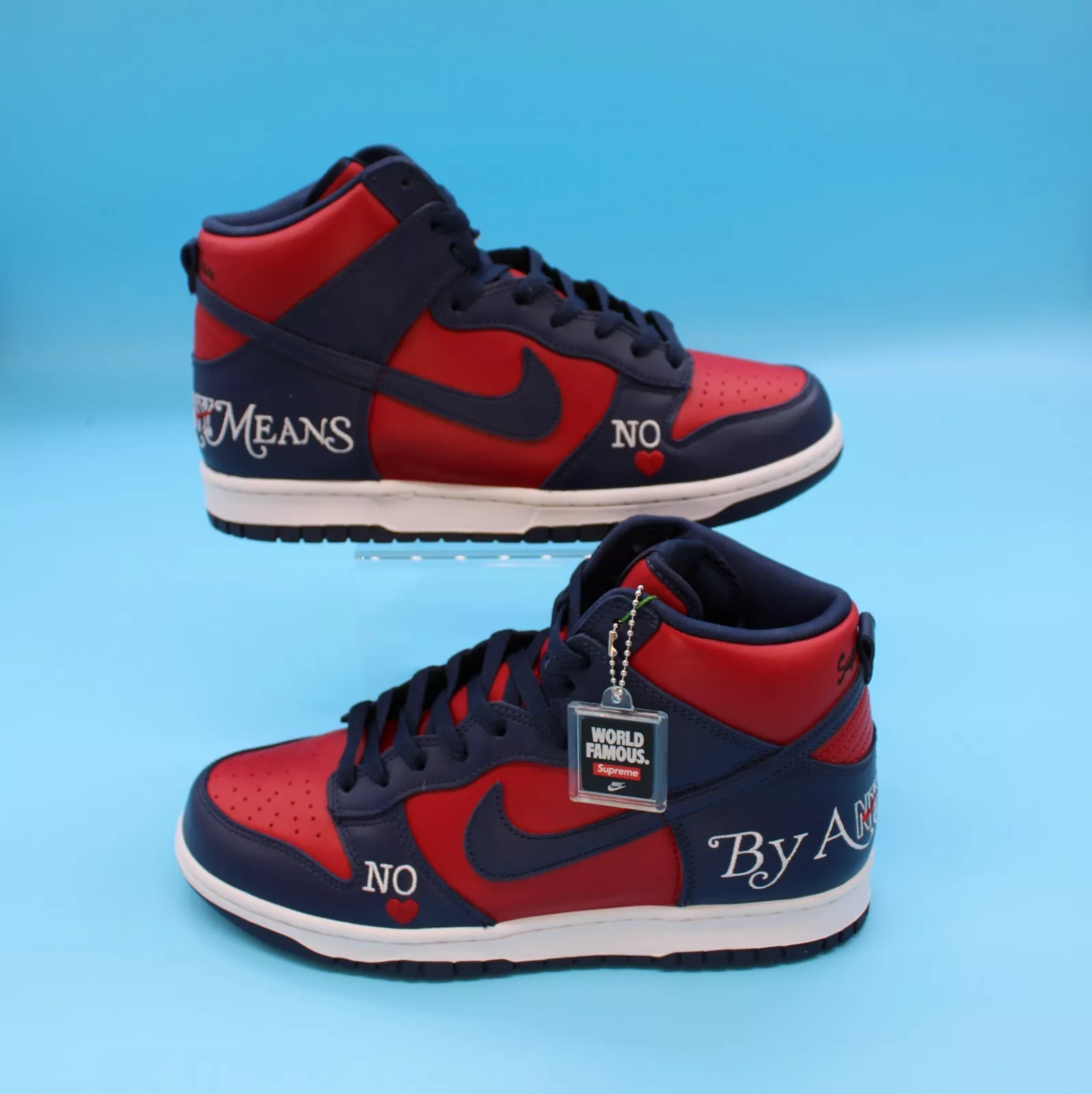 Baskets hautes Nike SB Dunk High Supreme par tous les moyens marine rouge blanc