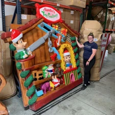 Santa's Toy Factory Workshop Backdrop Facade Life Size Resin Statue Display Prop