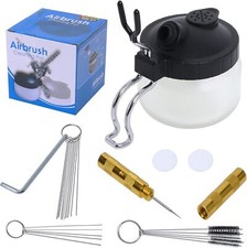 Airbrush Cleaning Kit With Glass Jar Holder And Needles For Paint Residuals