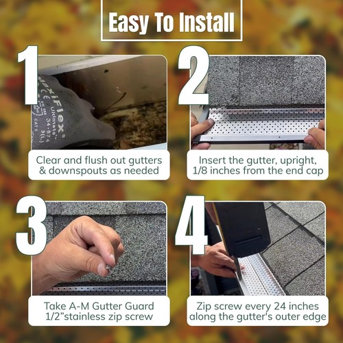 Premium Aluminum Gutter Guard - 6 Inch, Rust Proof, 13 Piece Set Made in USA - Picture 7 of 11