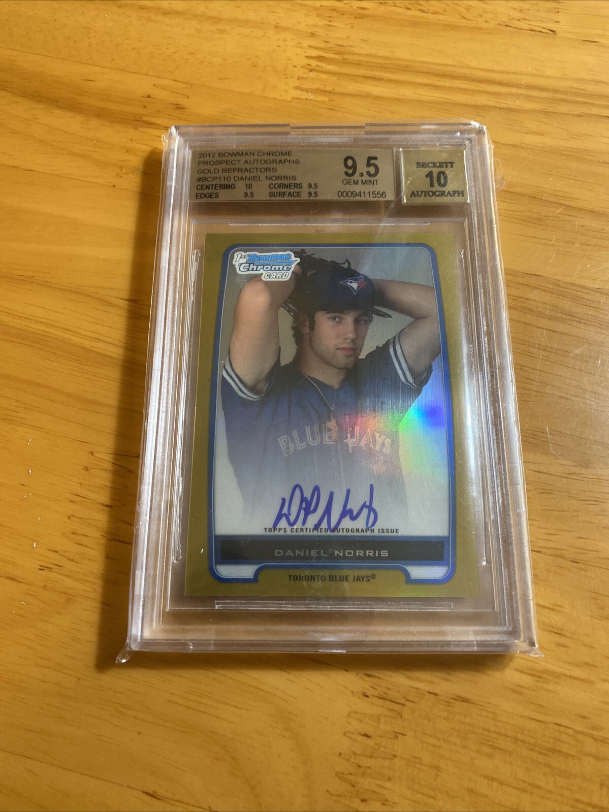 2012 Bowman Chrome Pros Gold Refractor /50 Daniel Norris #BCP110 Auto BGS 9.5/10