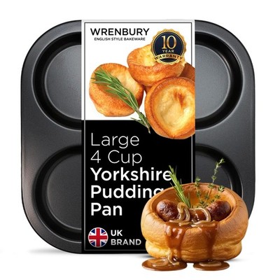 Wrenbury Large Yorkshire Pudding Pan Heavy Duty - Non-Stick Perfect Glide
